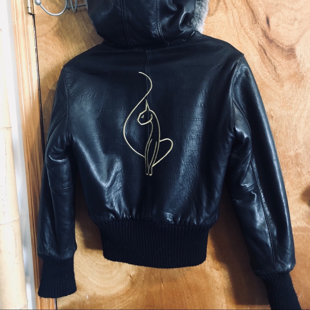 Blk Leather / Faux Fur Reversible Baby Phat Coat